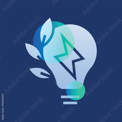 energy efficiency color  glassmorphism illustration. Transparency blur elements. Ui layered design. Vector isolated element.