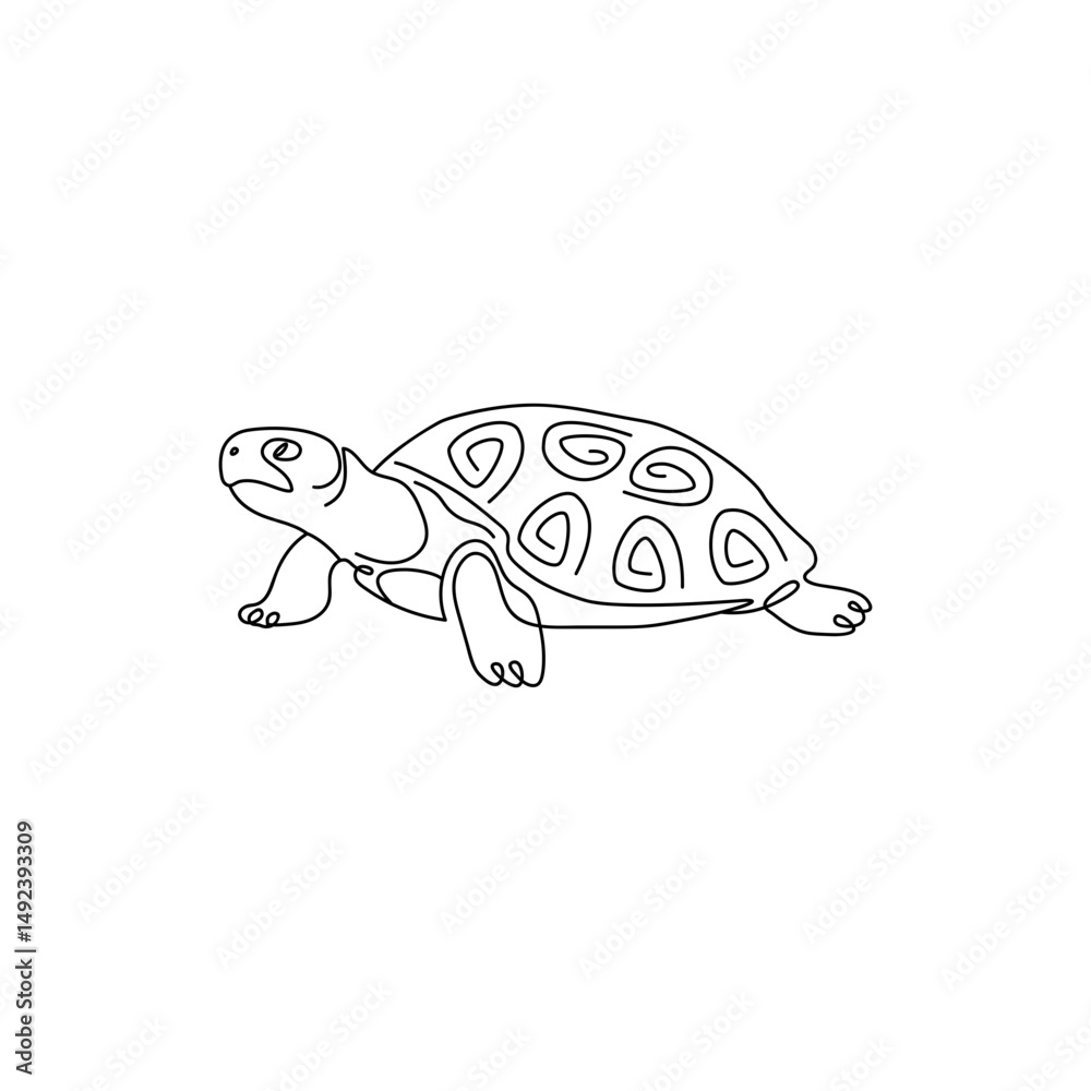 Fototapeta premium Outline of the profile of a turtle in one line