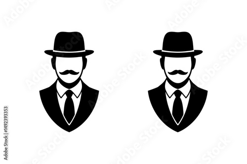 Gentleman silhouette with hat and mustache vector