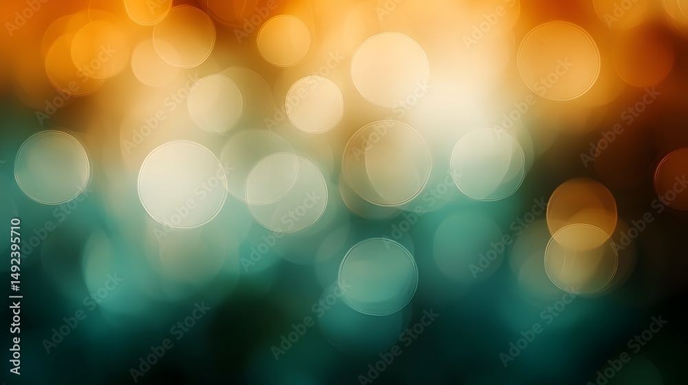 Beautiful Abstract Background with Colorful Bokeh Effect of Orange and Green Hues