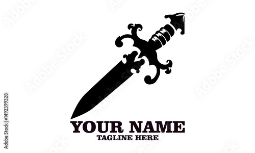 Ancient dagger. print or tattoo design vector illustration, ancient dagger vector design and ancient dagger logo icon