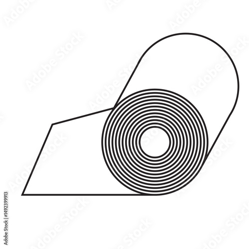 A simple outline showing a roll of insulation being applied or unrolled. Represents the process of insulating for temperature control and energy conservation.