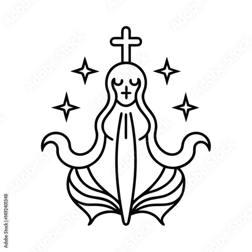 Leviathan Cross Tattooed on Celestial Figure,