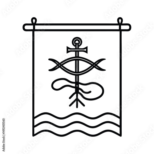 Leviathan Cross Woven in War Tapestry,