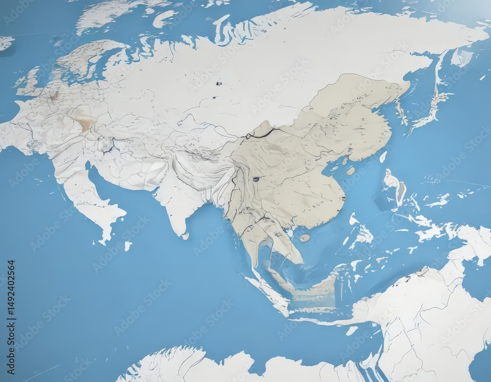 Fototapeta premium Clean blue and white vector world map, ideal for presentations , atlas, world map
