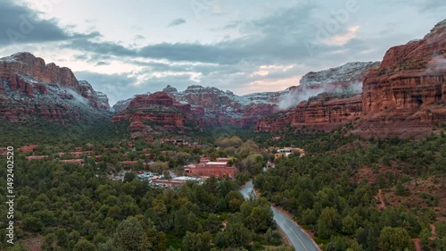 Enchantment Resort Setting Over Red Rocks In Sedona, Arizona, United States. Hyperlapse