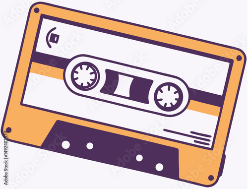 Retro Cassette Tape Illustration - Vintage Audio Music