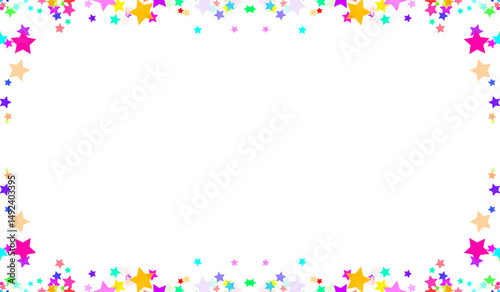 Bright Multicolor Star Line PNG - Vibrant Neon Decorative Strip with Transparent Background