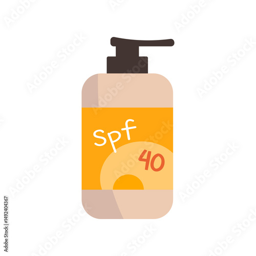 Sunscreen cream in tube. SPF cream. SPF 40. Sunblock. Vector illustration isolated on white background. Moisturizing and protection for the skin from solar ultraviolet light. Flat icon. 