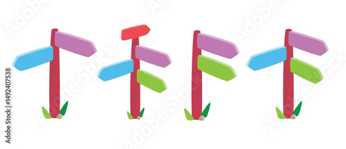 Colorful Direction Signs Vector Illustration