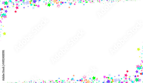 Bright Multicolor Star Line PNG - Vibrant Neon Decorative Strip with Transparent Background