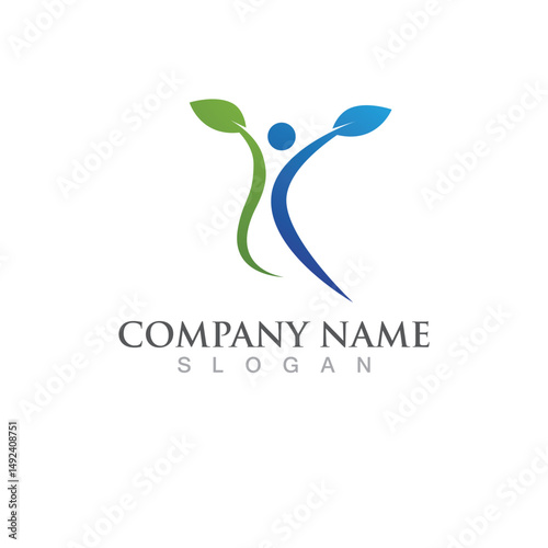 Human leaf green logo sign illustration vector