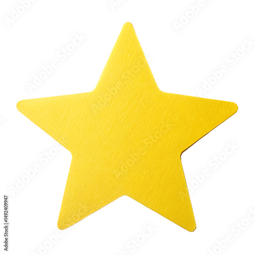 yellow star shape paper sticker label isolated on white background, PNG