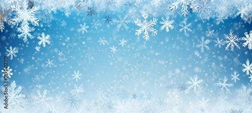 Winter snowfall snowflakes background with copy space for text and advert. Generative video AI technology.	
