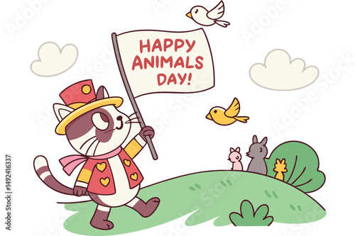 Cute cats and funny kitten, Happy international cat day characters design collection with flat color in different poses.
