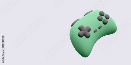 3d Game Controller With Rounded Buttons In Soft Green And Black Colors. Perfect For Entertainment, Gaming, Or App Icon Concepts. Vector Illustration.