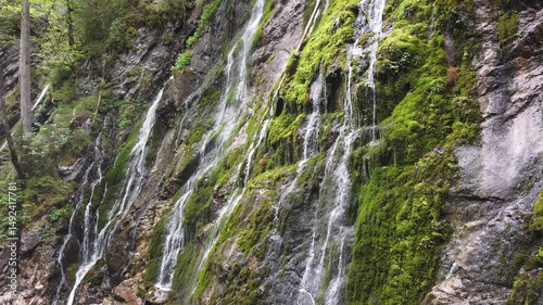 Small waterfall with crystal clear water