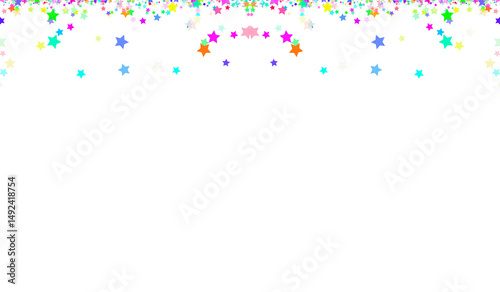 Bright Multicolor Star Line PNG - Vibrant Neon Decorative Strip with Transparent Background