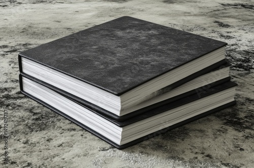 Two dark books stacked