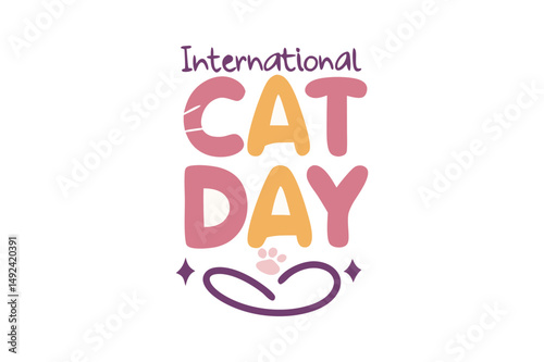 Cute cats and funny kitten, Happy international cat day characters design collection with flat color in different poses.