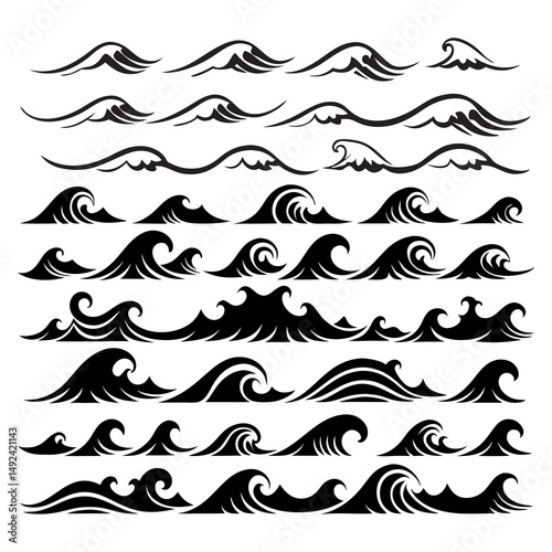 Black Wave Silhouette Designs