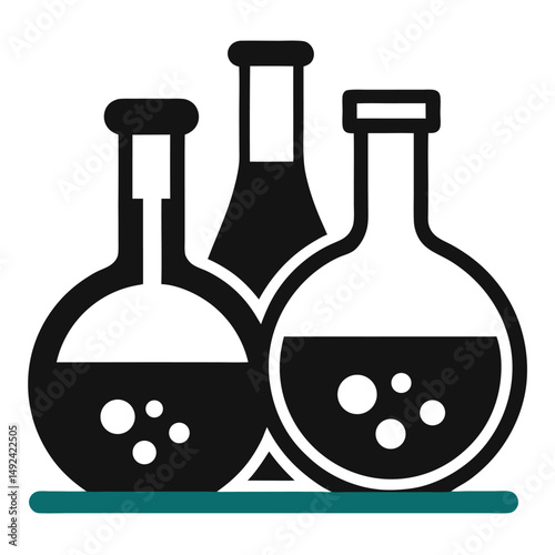 Chemistry Icon Set – Collection of Science and Laboratory Symbols in Vector Format on White Background