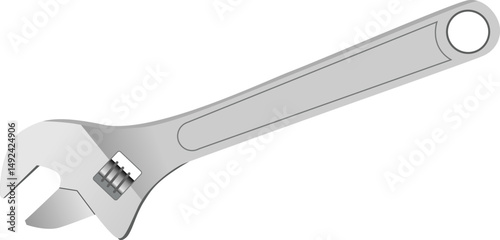 Adjustable wrench isolated on white background