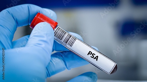 Blood sample tube for prostate specific antigen (PSA) test analysis.