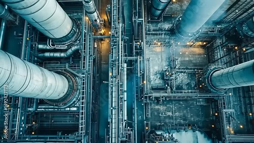 Aerial View of Industrial Complex: A Symphony of Steel and Pipes