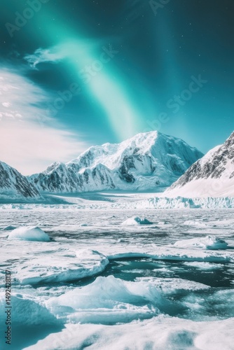 Wallpaper Mural Majestic Aurora Borealis over Snow Capped Mountain Range in Alaska Landscape Scenery with Ice and Frozen Water Torontodigital.ca