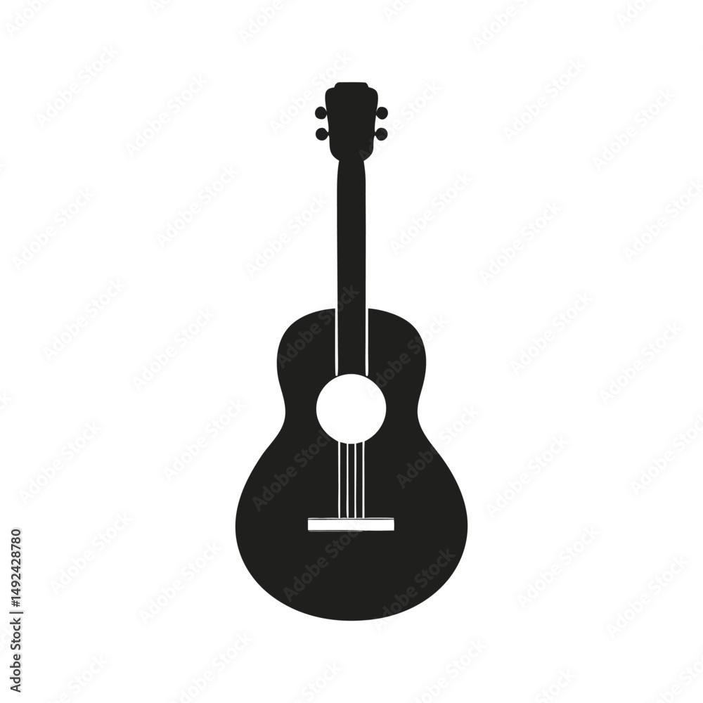Fototapeta premium Acoustic Guitar Vector Illustration – Detailed Musical Instrument Icon on White Background