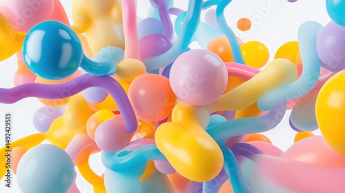 Abstract colorful blobs and lines
