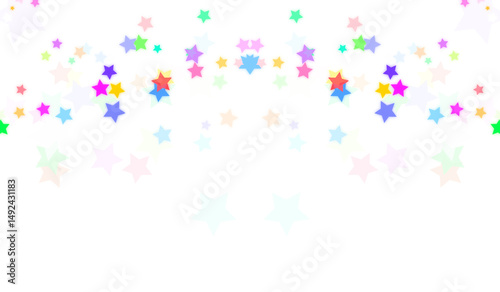 Bright Multicolor Star Line PNG - Vibrant Neon Decorative Strip with Transparent Background