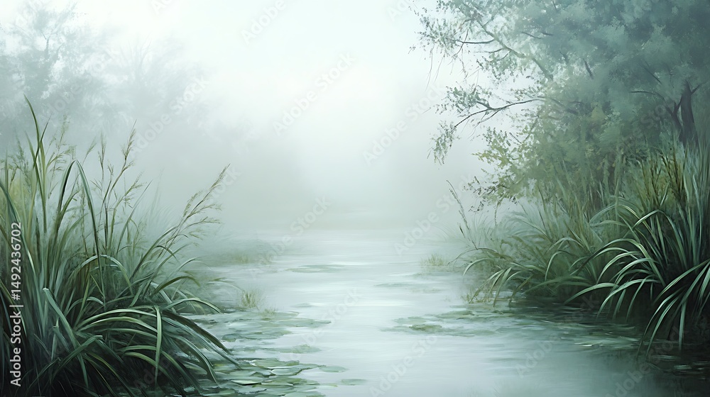 Fototapeta premium Misty waterway landscape