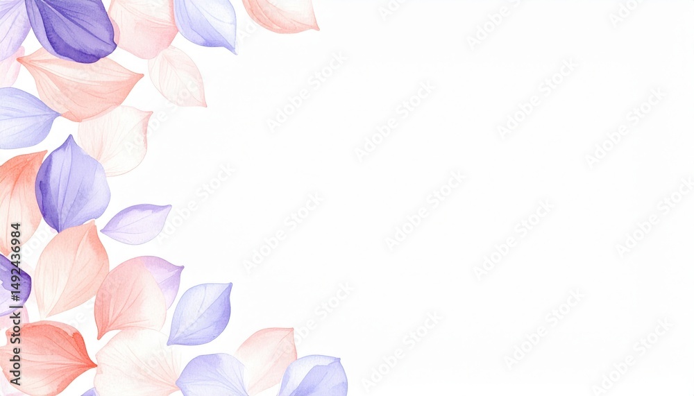 Obraz premium Watercolor leaves falling nature scene decorative art soft pastel colors close-up view tranquility concept