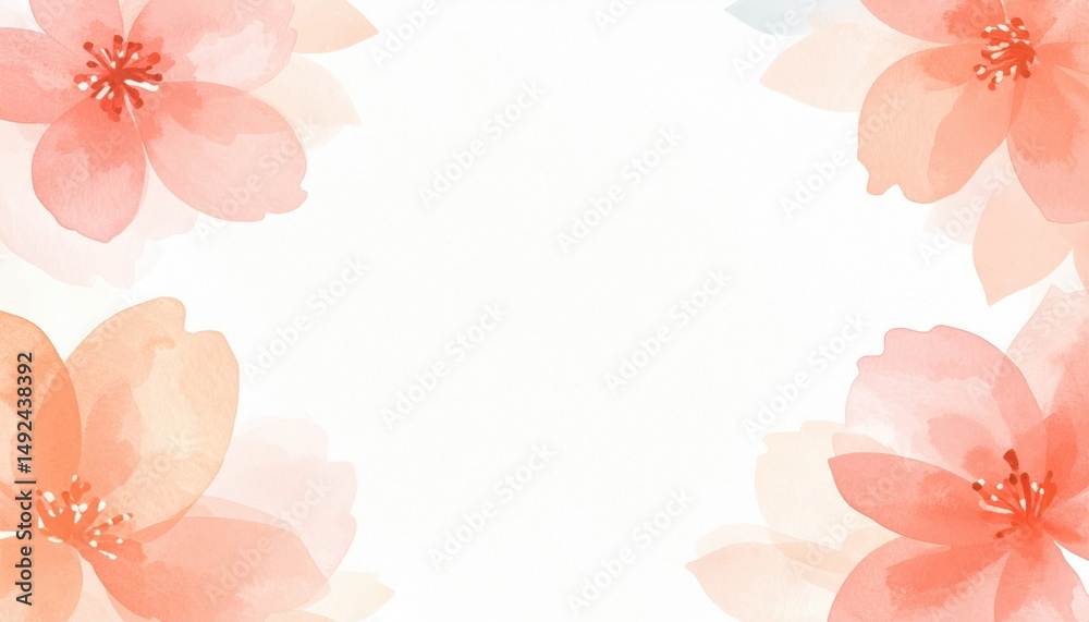 Naklejka premium Spring blossoms displayed in delicate watercolor art bright and cheerful floral design home decor soft ambiance