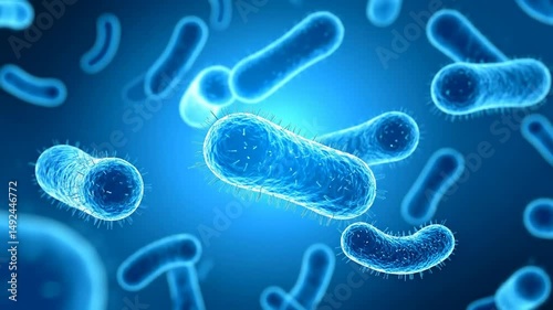 3d Scientific Illustration Of Bacteria Under Microscope