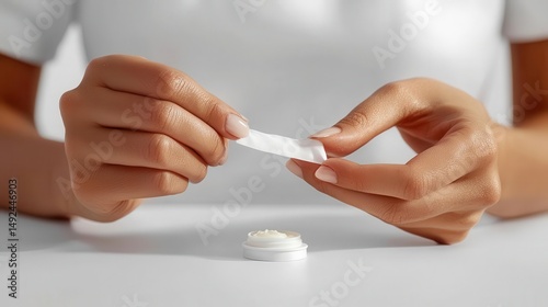 Shingles Disease, Pain management focus a person applying a topical cream to shingles blisters,