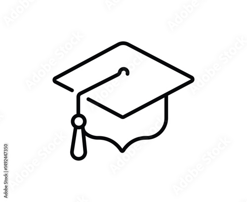 Graduation hat cap line icon. Academic, student hat. Graduation cap for educational apps and websites, logo sign symbol illustration, isolated on white. 