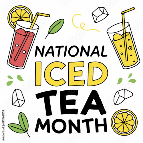 NATIONAL ICED TEA MONTH vector illustration