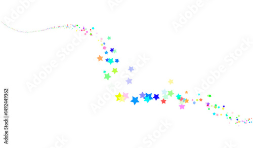 Bright Multicolor Star Line PNG - Vibrant Neon Decorative Strip with Transparent Background