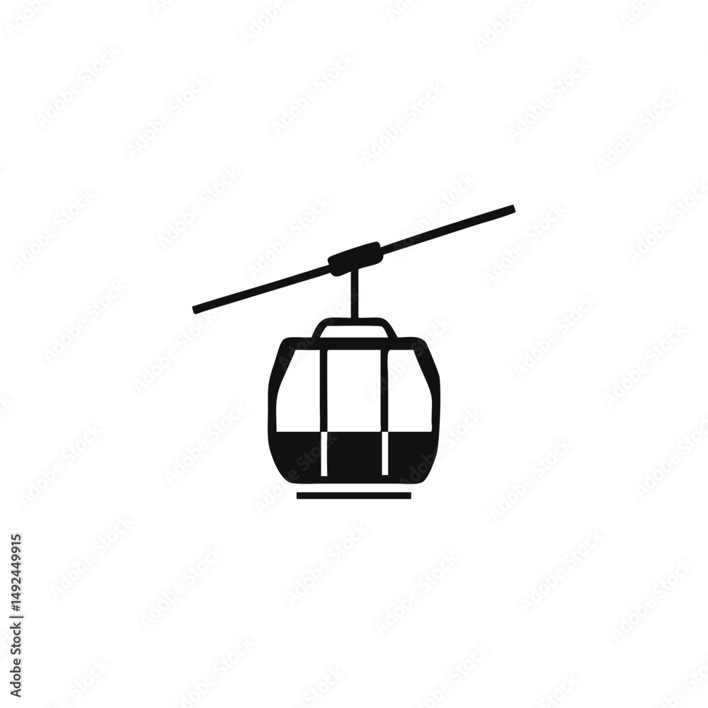 Fototapeta premium Cable Car Silhouette Icon – Simple Vector Illustration