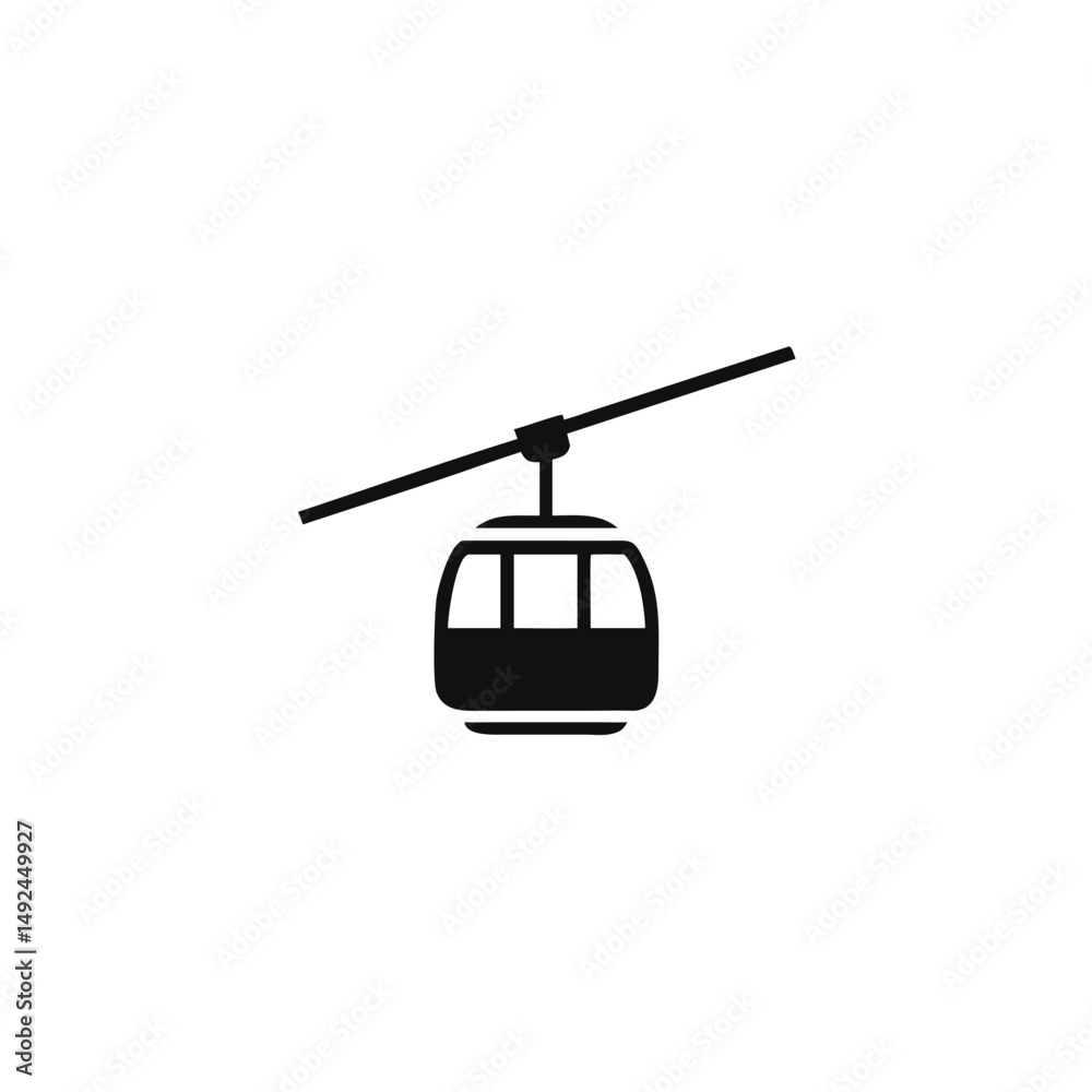 Fototapeta premium Cable Car Silhouette Icon – Simple Vector Illustration