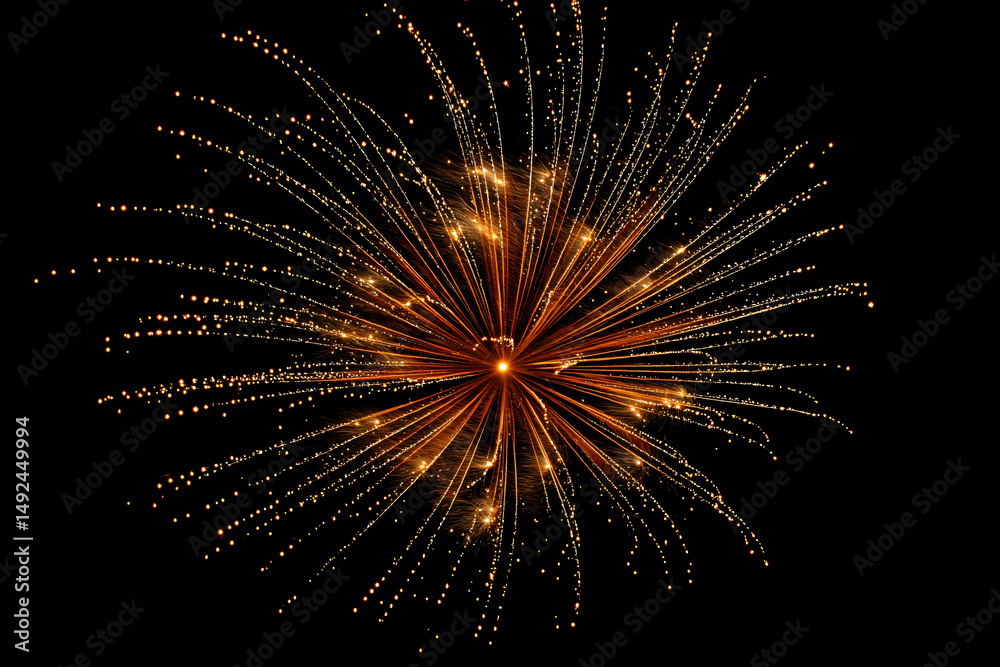 Obraz premium 015-069-270-u8969375333_Fireworks_with_Radiating_Spark_Trails_Silhouette__e6cb67ef-404a-479c-ae51-b3a80f49d857_1