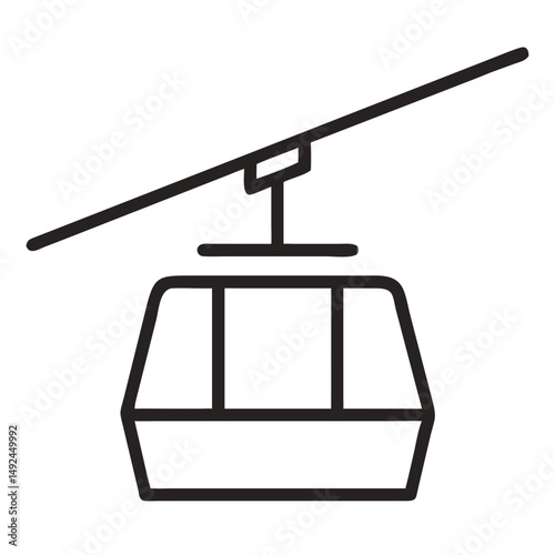 Outline Gondola Cable Car silhouette.  Minimal Vector Perfect for Tourism, Adventure Ride, and Cableway Designs

