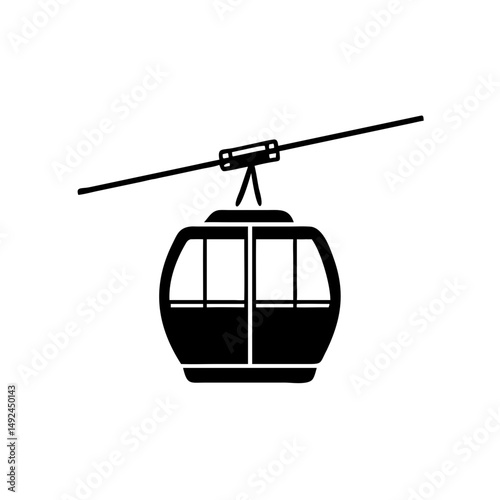 Simple Black Gondola Silhouette Image. for  Adventure Ride, and Cableway Designs or Tourist Travel Design
