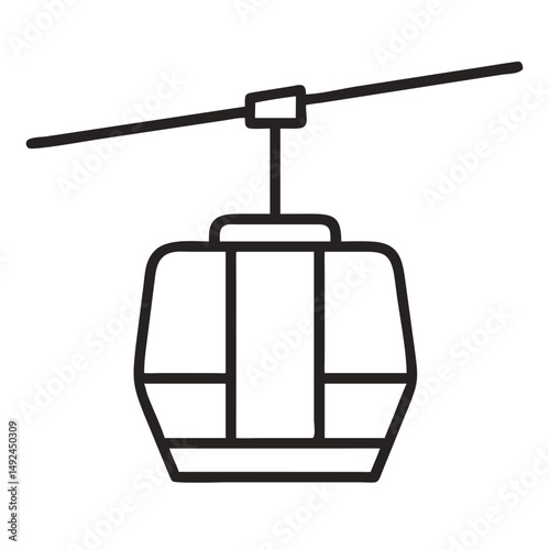Outline Gondola Cable Car silhouette.  Minimal Vector Perfect for Tourism, Adventure Ride, and Cableway Designs
