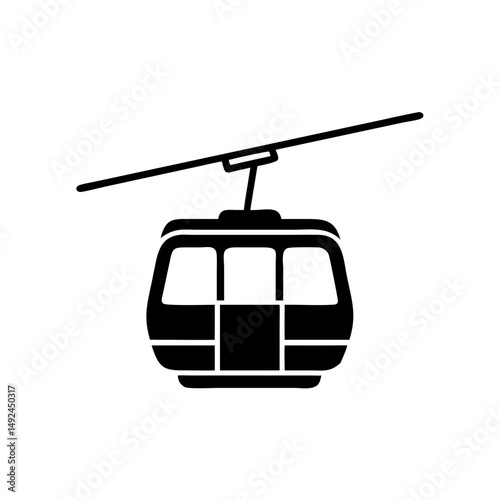 Simple Black Gondola Silhouette Image. for  Adventure Ride, and Cableway Designs or Tourist Travel Design
