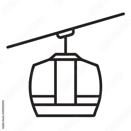 Outline Gondola Cable Car silhouette.  Minimal Vector Perfect for Tourism, Adventure Ride, and Cableway Designs
