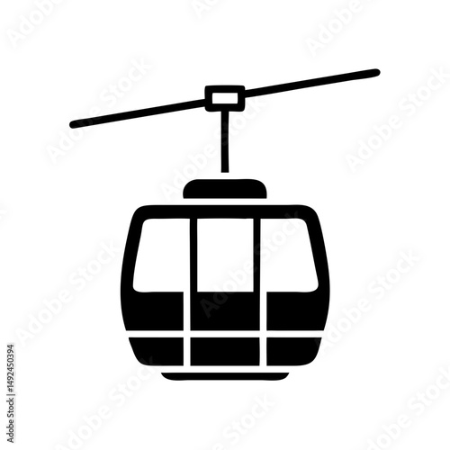Simple Black Gondola Silhouette Image. for  Adventure Ride, and Cableway Designs or Tourist Travel Design
